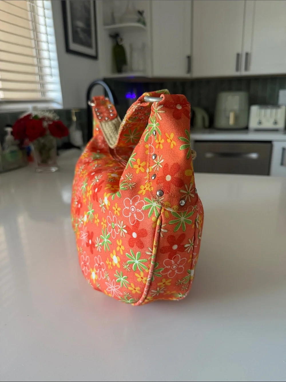 Floral Print Coral Shoulder Bag